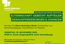 Eltern-Kind-Zentrum: Online Diskussion ELTERNSCHAFT GERECHT AUFTEILEN